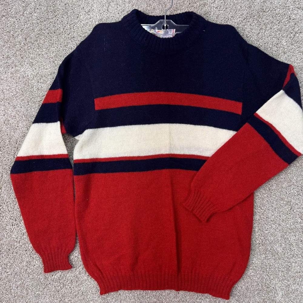 Nordmann Wool Sweater Mens M Striped Navy Red Norway Nordmann Trikotasje EUC